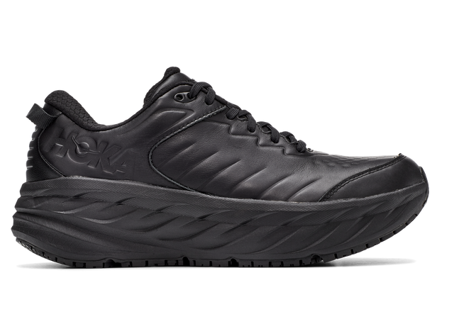 HOKA Men's Slip-Resistant Bondi Walking and Work Shoe in black leather