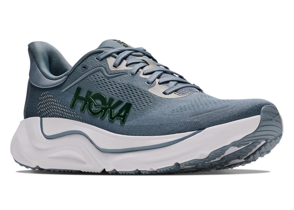 HOKA men's Arahi 9 stabilizing road running shoe in washed blue-slate blue color