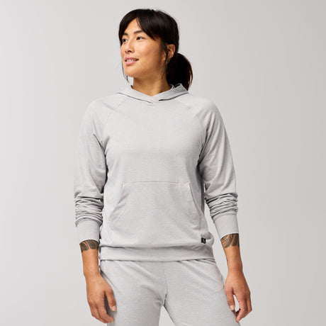 Brooks women's Luxe hoodie long sleeve unning top in heather gray