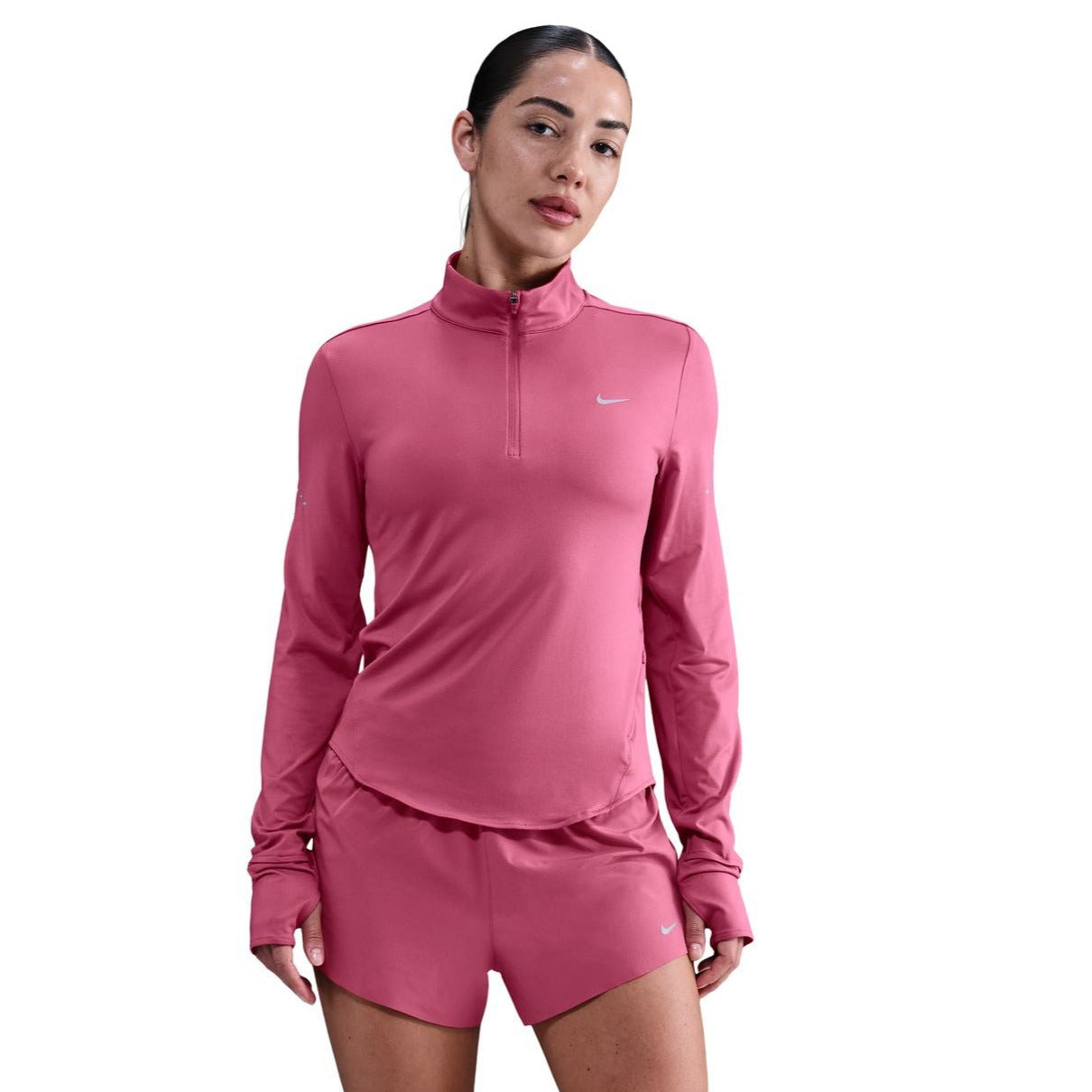 Nike Women's Swift Dri-FIT UV 1/4-Zip long sleeve Running Top in pink