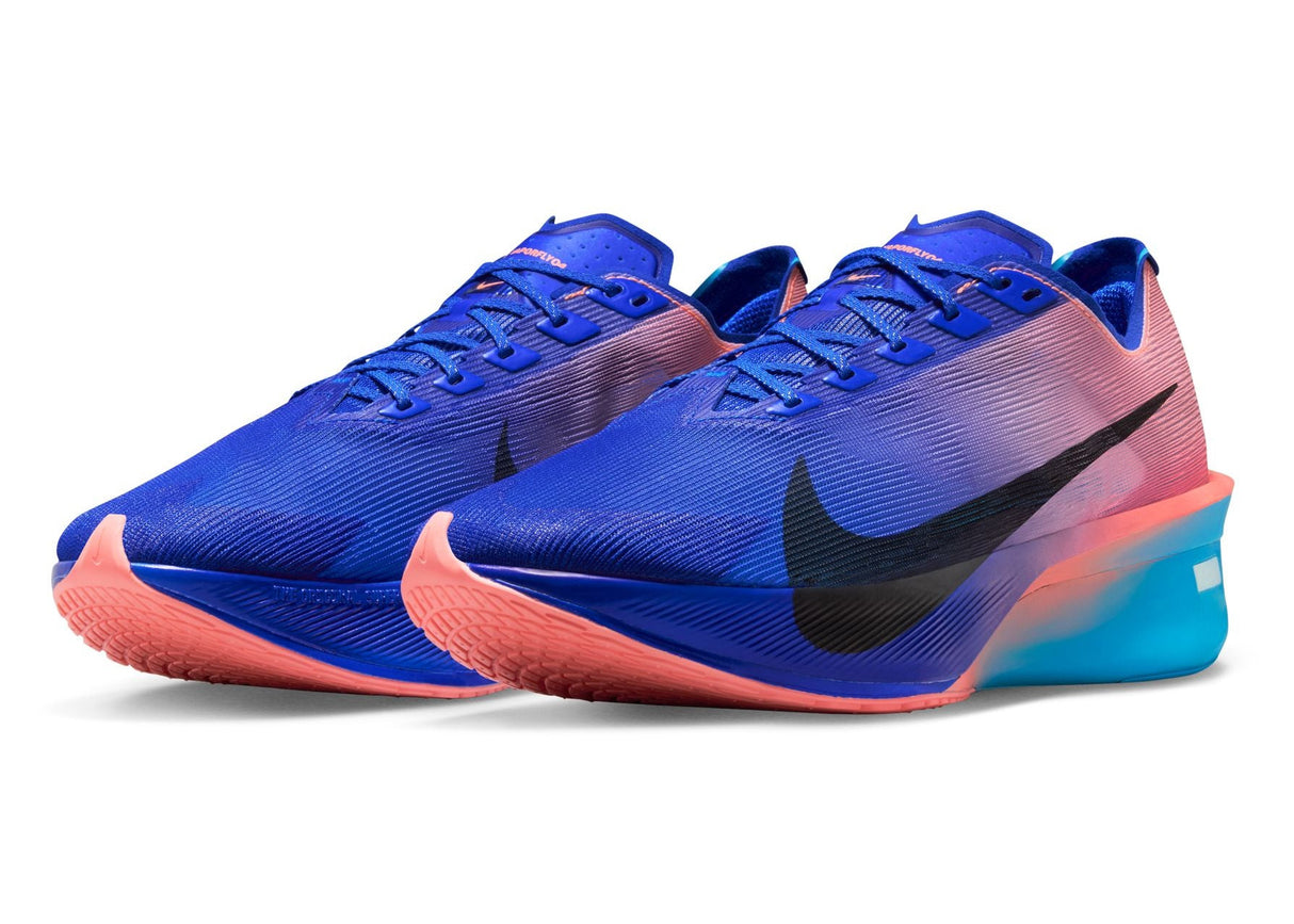 Nike Men's Vaporfly Next% 4 carbon plated road racing shoe in blue and pink