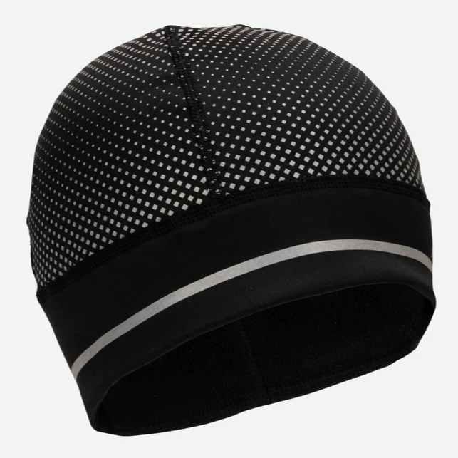 Nathan Hypernight Reflective Ponytail Beanie black reflective geo print