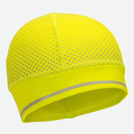Nathan Hypernight Reflective Ponytail Beanie hi viz yellow and reflective geo print