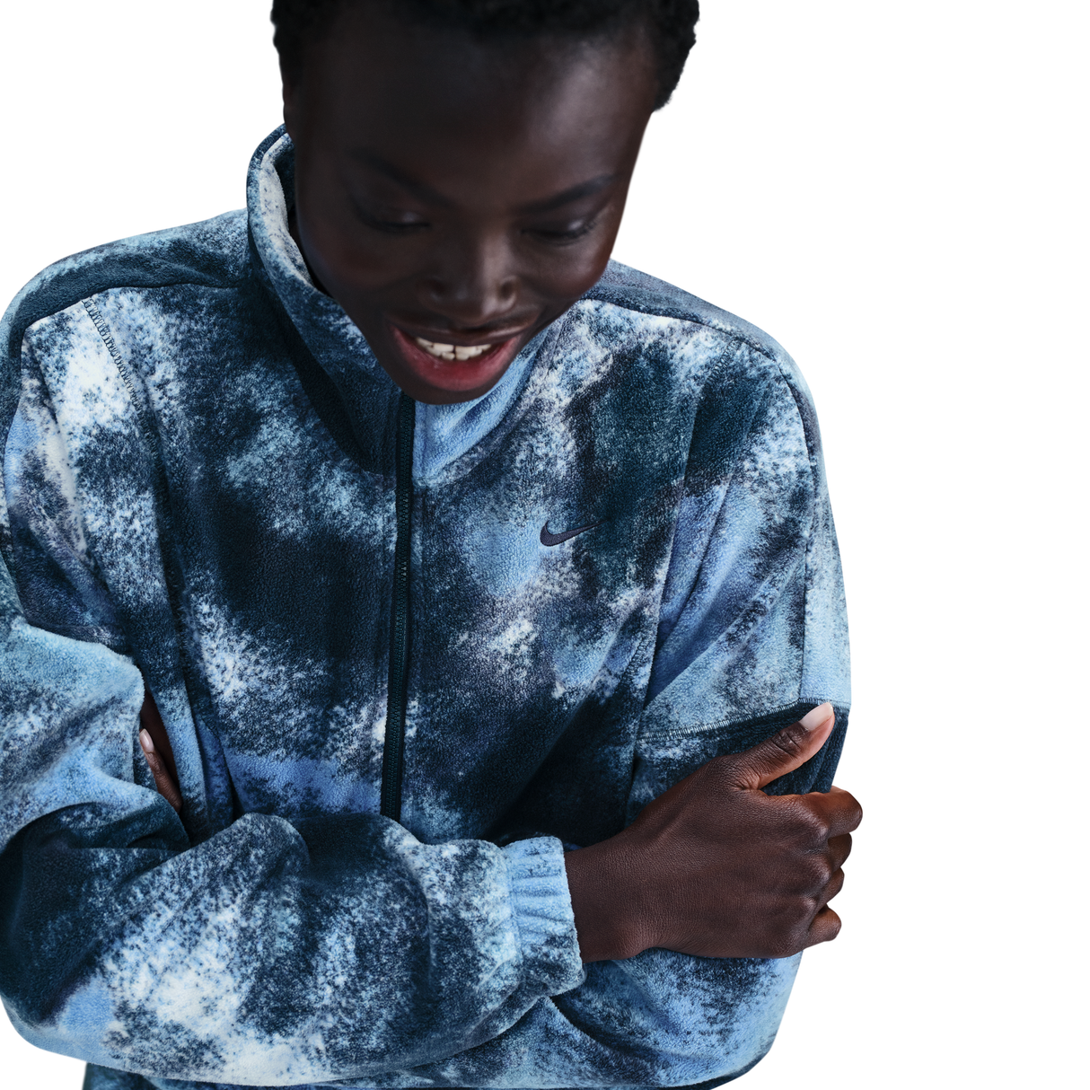 Nike Women's One Therma-FIT Oversized 1/2-Zip Fleece Printed Top