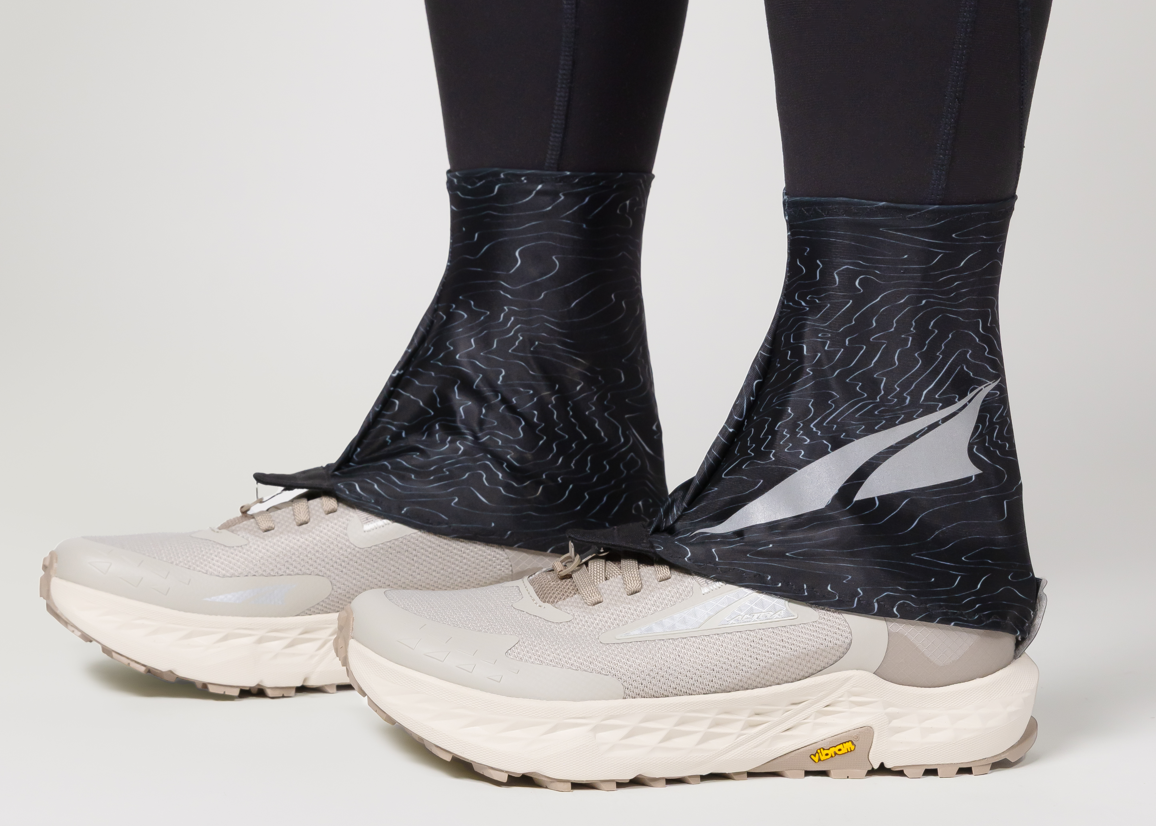 Altra Trail Gaiter shoe attachments for keeping debris out of footwear on trail runs and hikes
