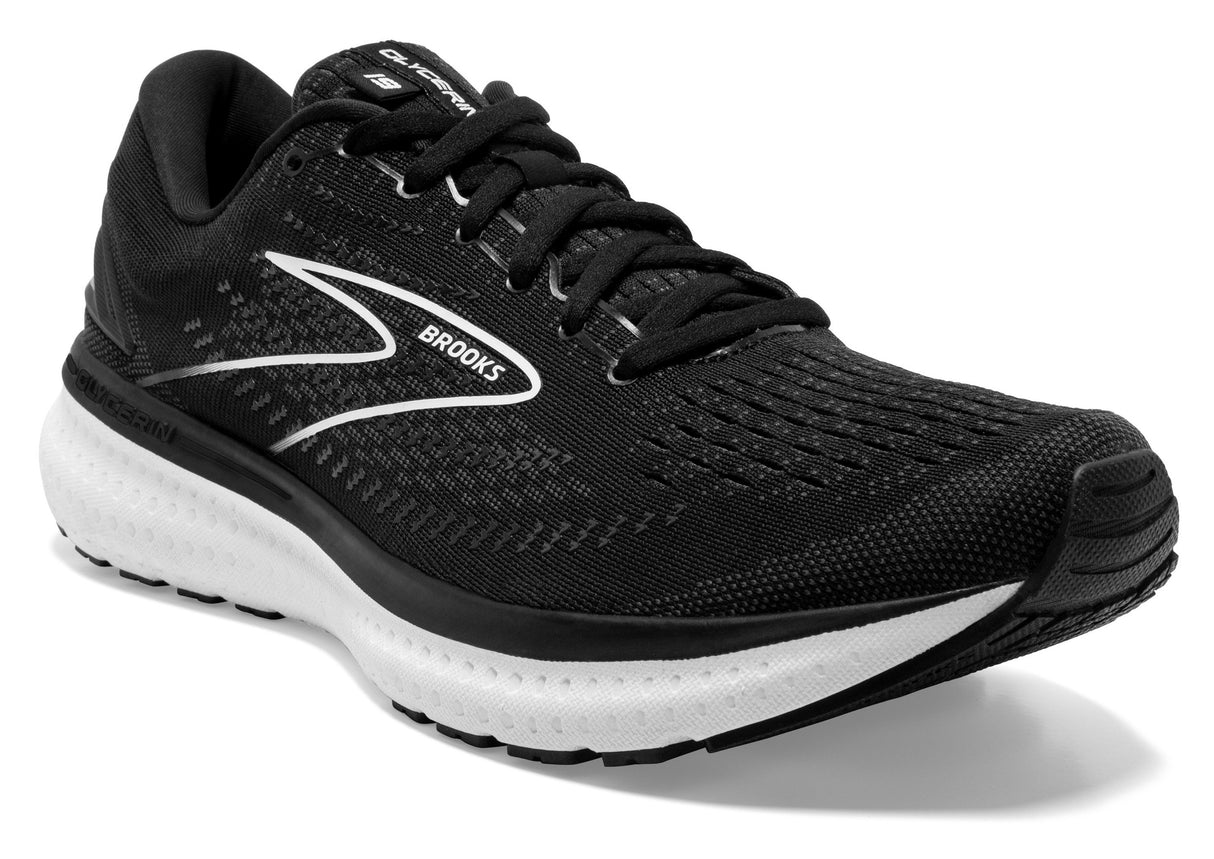 Brooks Men's Glycerin 19 Neutral Road Running Shoe Black and White