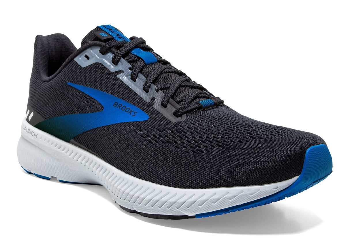 Brooks Men's Launch 8 Neutral Road Running Shoe Black Gray and Blue