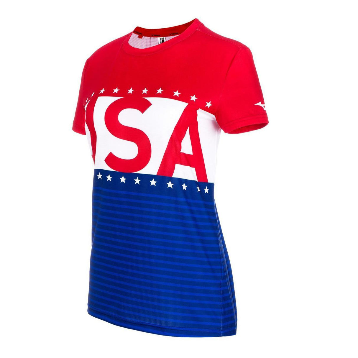 Mizuno Women's Printable Short Sleeve Running Shirt in Patriot Blue