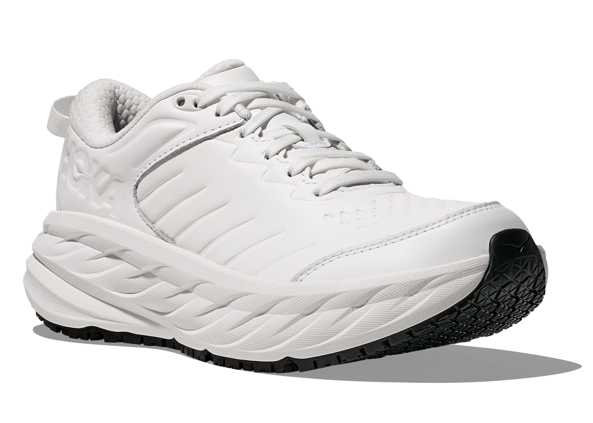 Hoka Women's Bondi Slip Resistant workplace shoe with max cushioning and leather upper