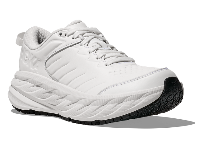 Hoka Women's Bondi Slip Resistant workplace shoe with max cushioning and leather upper