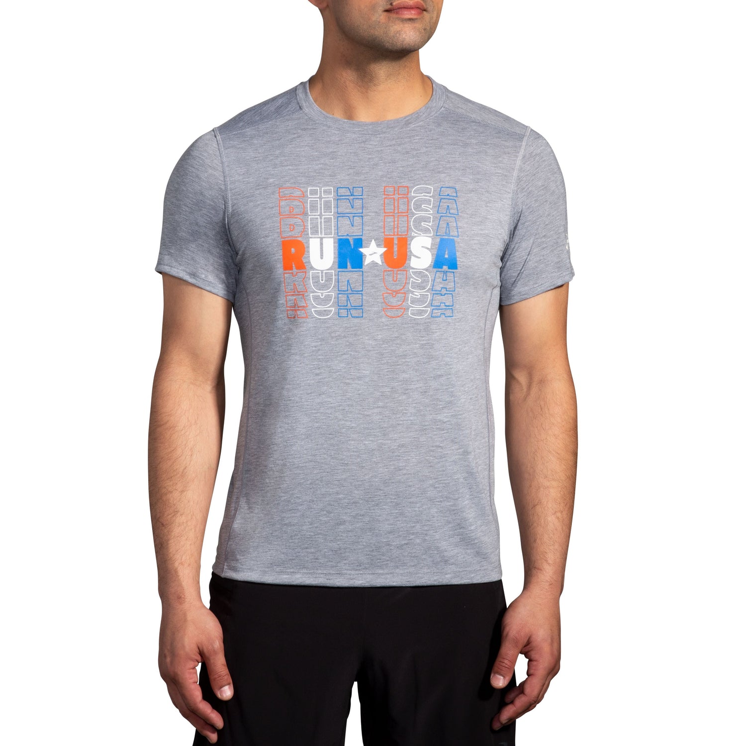 Brooks Men's Distance Short Sleeve 3.0 Run USA 24 limited edition patriotic print running shirt