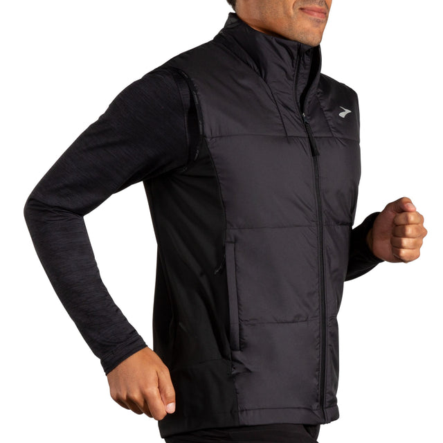 Brooks Men's Shield Hybrid Vest 3.0 insulated running vest with weather-resistant panels