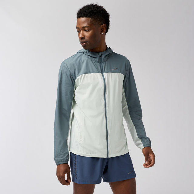 Brooks Men's Canopy Packable Jacket Smoke Storm Color