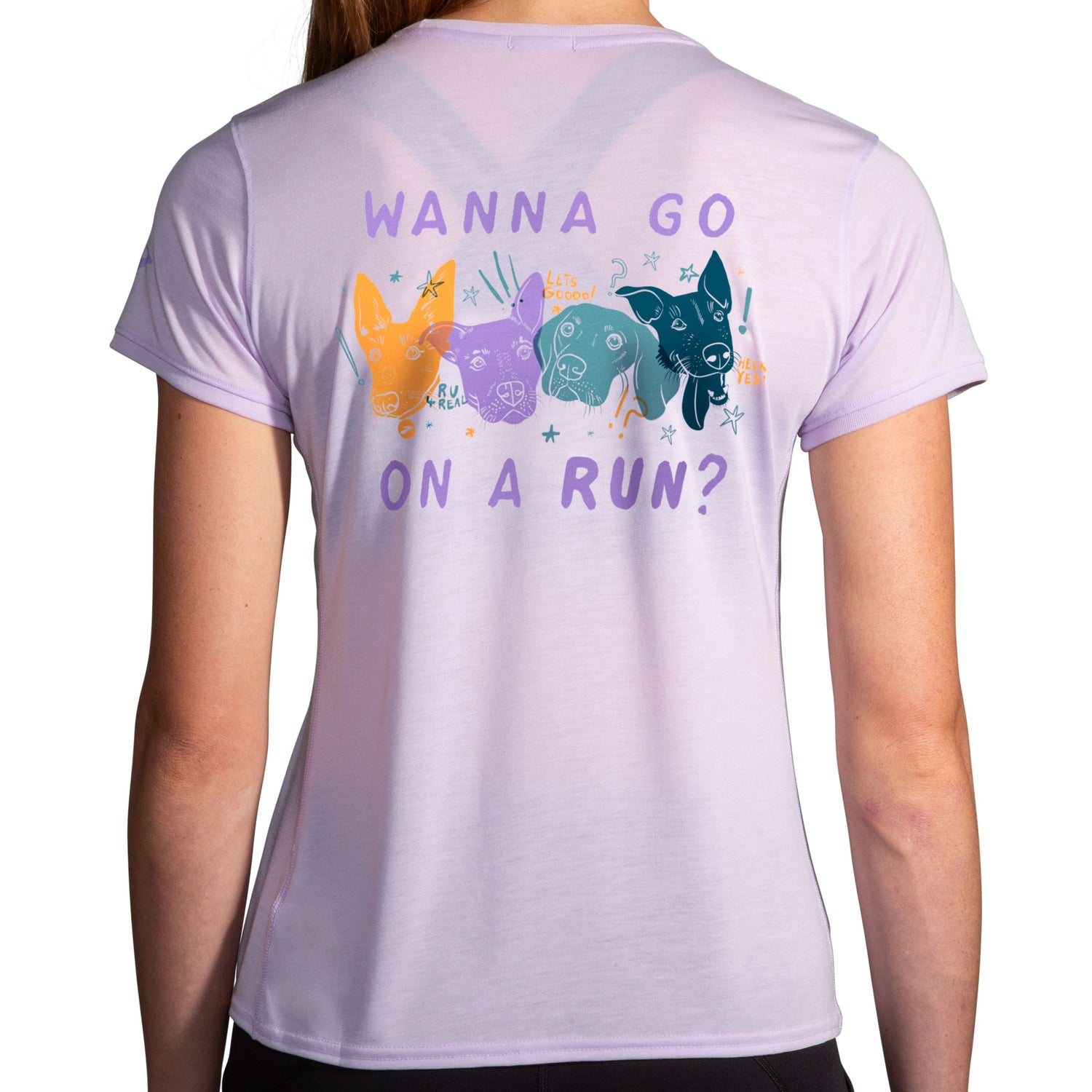 Brooks Women's Distance Short Sleeve 3.0 with dog graphic 