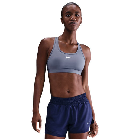 Nike Women's Swoosh Medium Support Padded Sports Bra in indigo and white