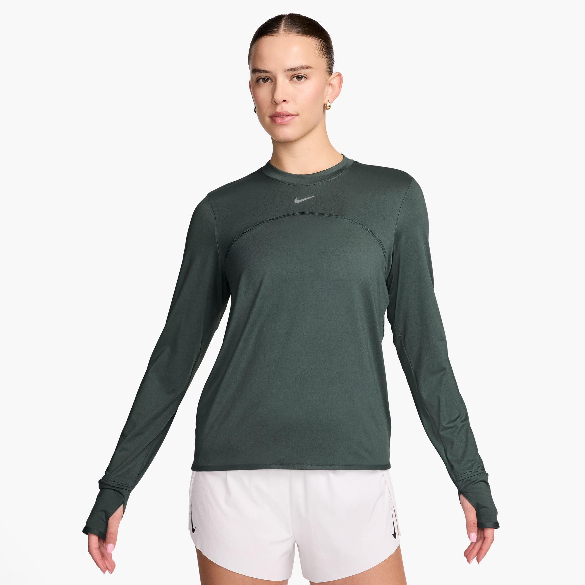 Nike Women s Dri Fit Swift Element UV Running Top Medium Vintage Green