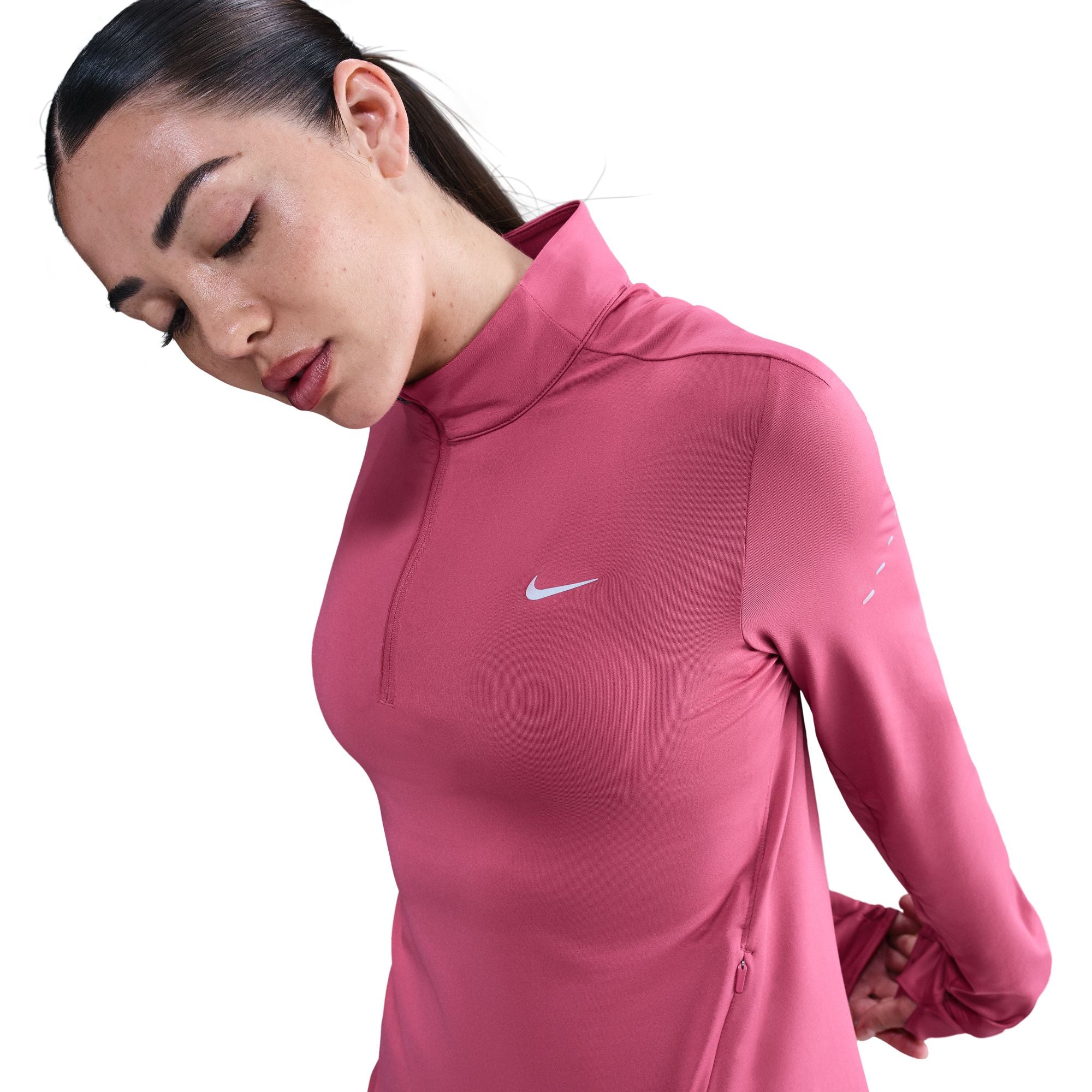 women's nike half zip running top pink