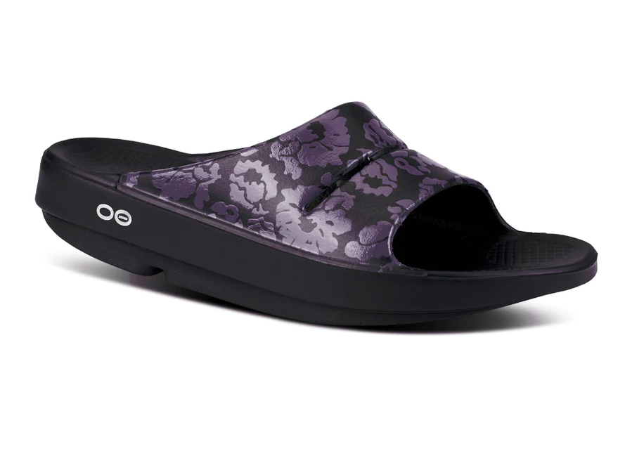 Oofos Ooahh Limited Slide Midnight Tropics Recovery Sandal