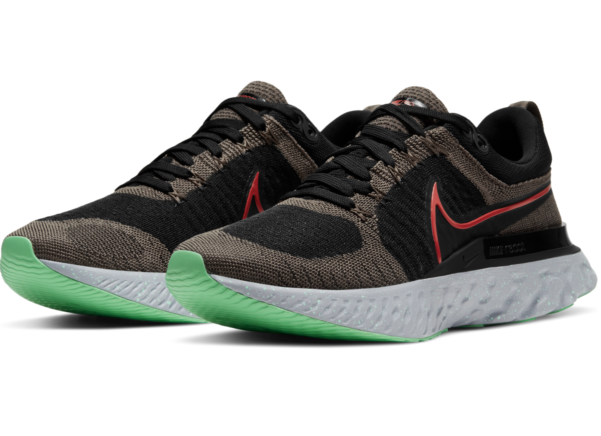 nike react infinity run flyknit black green