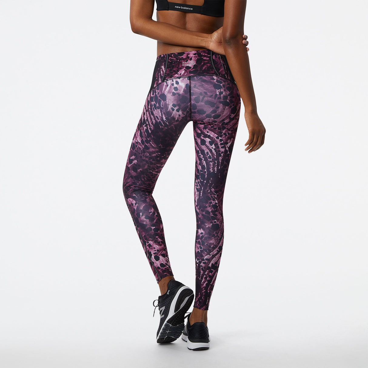 New Balance Reflective Print Accelerate Tight In Black Poly Knit in Blue